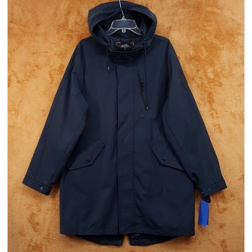 VINCE CAMUTO Anorak Jacket Mens Large Navy Blue Hooded Transitional Lightweight